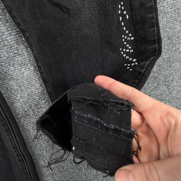 Levis Premium 501 Jeans Black Embellished Studded Denim Charcoal Wash 32x26 - Picture 11 of 16